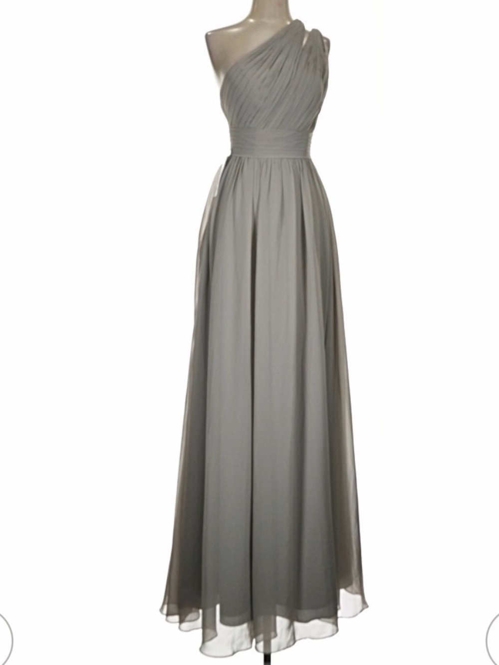 NWT- Azazie One-Shoulder Grey Chiffon Gown